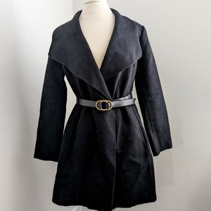 Banana Republic black wool wrap coat | small